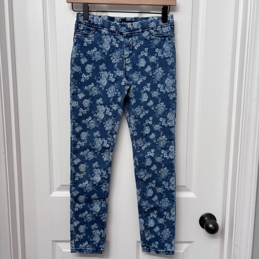 Blue Floral Skinny Jeans | Tractor Girls Size 10